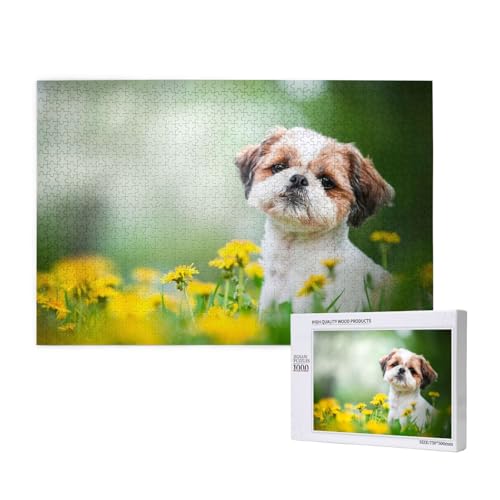 Shih Tzu-Hund 1000-teiliges Puzzle für Erwachsene, lustiges Puzzle für die ganze Familie, 1000-teiliges anspruchsvolles Puzzlespiel, 20 x 30 Zoll von SHFYTRHG