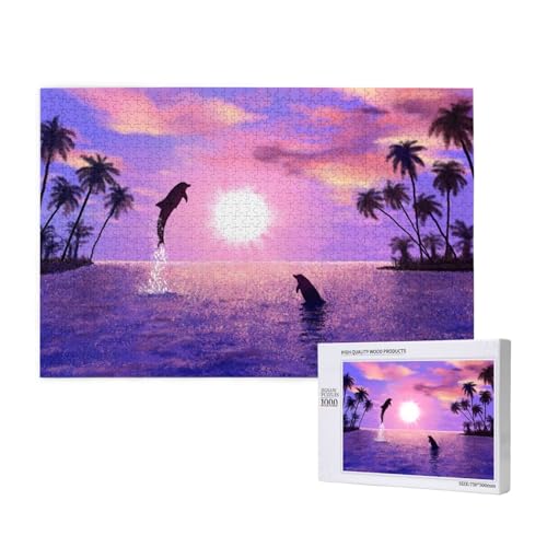 Sonnenaufgang, Tropische Palmeninsel 1000-teiliges Puzzle für Erwachsene, lustiges Puzzle für die ganze Familie, 1000-teiliges anspruchsvolles Puzzlespiel, 20 x 30 Zoll von SHFYTRHG