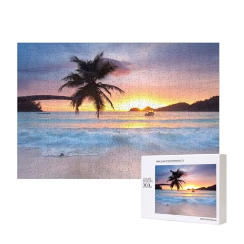 Sonnenaufgang Tropisch Palme Insel 300-teiliges Kinderpuzzle, Puzzlespiele als Geschenk für Jungen/Mädchen, für Kinder und Erwachsene ab 9 Jahren von SHFYTRHG