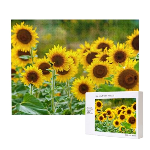 Sonnenblumenpflanze mit Aufdruck 500-teiliges Puzzle für Erwachsene und Kinder ab 10 Jahren, Lernspiel, Herausforderung, Spielzeug, Holzpuzzle von SHFYTRHG