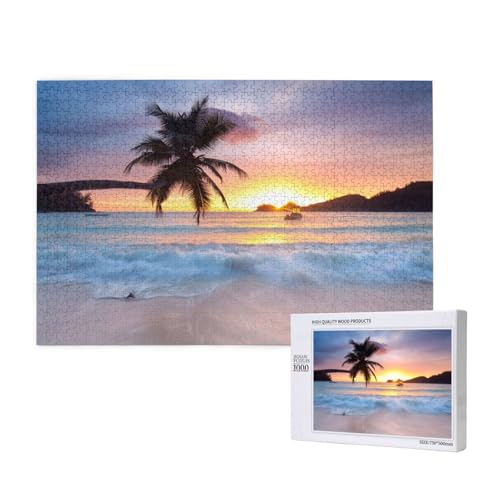 Sonnenuntergang mit Meereswellen, Bedruckt 1000-teiliges Puzzle für Erwachsene, lustiges Puzzle für die ganze Familie, 1000-teiliges anspruchsvolles Puzzlespiel, 20 x 30 Zoll von SHFYTRHG