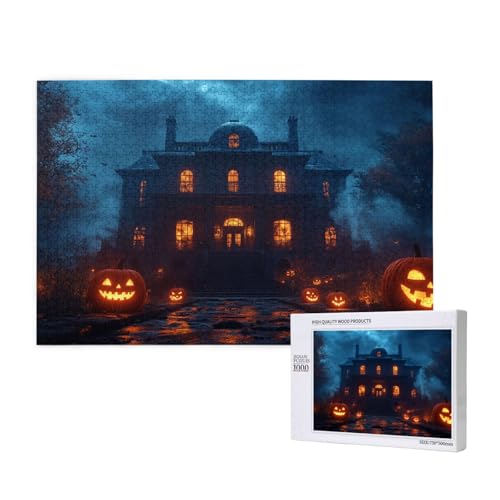 Spukschloss Puzzle für Erwachsene mit 1000 Teilen, anspruchsvolles Puzzle für Spieleabende, für Männer, Frauen, Senioren, fertige Größe ist 29,52 x 19,68 Zoll von SHFYTRHG