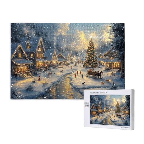 Stille Weihnachten Puzzle für Erwachsene mit 1000 Teilen, anspruchsvolles Puzzle für Spieleabende, für Männer, Frauen, Senioren, fertige Größe ist 29,52 x 19,68 Zoll von SHFYTRHG