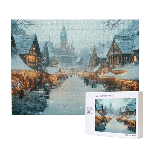 Strahlende Weihnachten 500-teiliges Puzzle für Erwachsene und Kinder ab 10 Jahren, Lernspiel, Herausforderung, Spielzeug, Holzpuzzle von SHFYTRHG