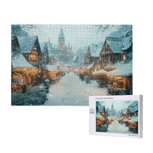 Strahlende Weihnachten Puzzle für Erwachsene mit 1000 Teilen, anspruchsvolles Puzzle für Spieleabende, für Männer, Frauen, Senioren, fertige Größe ist 29,52 x 19,68 Zoll von SHFYTRHG