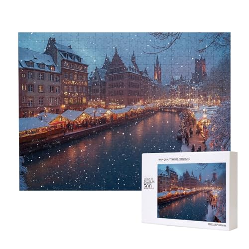 Strahlendes Weihnachten 500-teiliges Puzzle für Erwachsene und Kinder ab 10 Jahren, Lernspiel, Herausforderung, Spielzeug, Holzpuzzle von SHFYTRHG