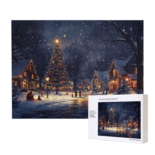 Süße Weihnachten 500-teiliges Puzzle für Erwachsene und Kinder ab 10 Jahren, Lernspiel, Herausforderung, Spielzeug, Holzpuzzle von SHFYTRHG