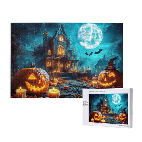 Verdrehter Kürbiskopf Puzzle für Erwachsene mit 1000 Teilen, anspruchsvolles Puzzle für Spieleabende, für Männer, Frauen, Senioren, fertige Größe ist 29,52 x 19,68 Zoll von SHFYTRHG