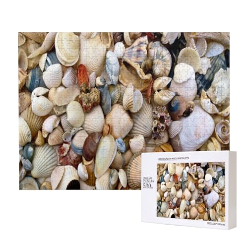 Verschiedene Muscheln 500-teiliges Puzzle für Erwachsene und Kinder ab 10 Jahren, Lernspiel, Herausforderung, Spielzeug, Holzpuzzle von SHFYTRHG