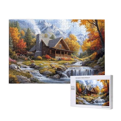 Versteckte Hütte Puzzle für Erwachsene mit 1000 Teilen, anspruchsvolles Puzzle für Spieleabende, für Männer, Frauen, Senioren, fertige Größe ist 29,52 x 19,68 Zoll von SHFYTRHG