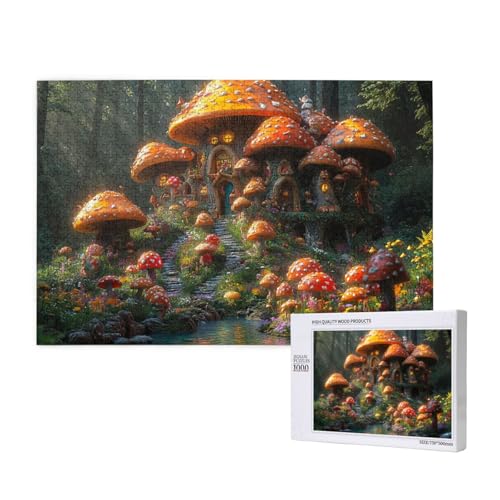 Verträumtes Pilzhaus Puzzle für Erwachsene mit 1000 Teilen, anspruchsvolles Puzzle für Spieleabende, für Männer, Frauen, Senioren, fertige Größe ist 29,52 x 19,68 Zoll von SHFYTRHG