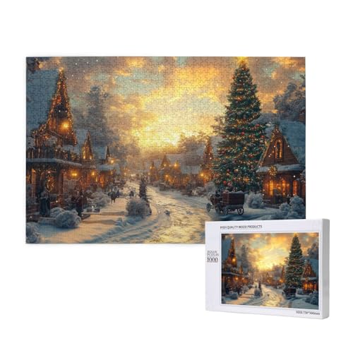 Verzauberte Weihnachten Puzzle für Erwachsene mit 1000 Teilen, anspruchsvolles Puzzle für Spieleabende, für Männer, Frauen, Senioren, fertige Größe ist 29,52 x 19,68 Zoll von SHFYTRHG