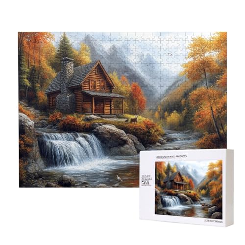 Warme Hütte 500-teiliges Puzzle für Erwachsene und Kinder ab 10 Jahren, Lernspiel, Herausforderung, Spielzeug, Holzpuzzle von SHFYTRHG