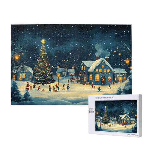 Warme Weihnachten Puzzle für Erwachsene mit 1000 Teilen, anspruchsvolles Puzzle für Spieleabende, für Männer, Frauen, Senioren, fertige Größe ist 29,52 x 19,68 Zoll von SHFYTRHG