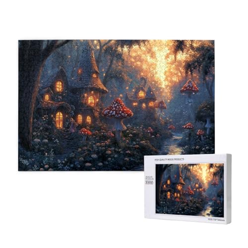 Warmes Pilzhaus Puzzle für Erwachsene mit 1000 Teilen, anspruchsvolles Puzzle für Spieleabende, für Männer, Frauen, Senioren, fertige Größe ist 29,52 x 19,68 Zoll von SHFYTRHG