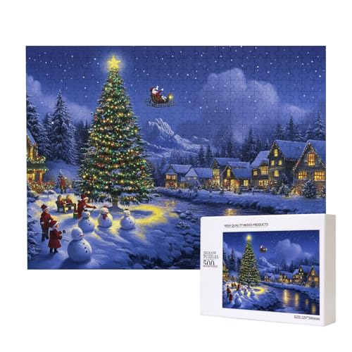 Weihnachten für viele 500-teiliges Puzzle für Erwachsene und Kinder ab 10 Jahren, Lernspiel, Herausforderung, Spielzeug, Holzpuzzle von SHFYTRHG