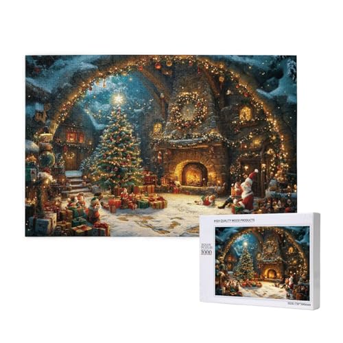 Weihnachten mit vielen Geschenken Puzzle für Erwachsene mit 1000 Teilen, anspruchsvolles Puzzle für Spieleabende, für Männer, Frauen, Senioren, fertige Größe ist 29,52 x 19,68 Zoll von SHFYTRHG