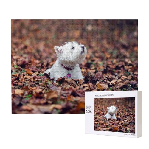 West Highland White Terrier 500-teiliges Puzzle für Erwachsene und Kinder ab 10 Jahren, Lernspiel, Herausforderung, Spielzeug, Holzpuzzle von SHFYTRHG