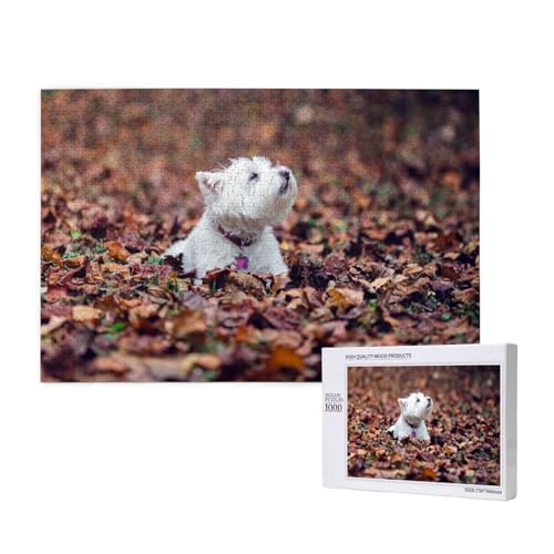 West Highland White Terrier im Herbst 1000-teiliges Puzzle für Erwachsene, lustiges Puzzle für die ganze Familie, 1000-teiliges anspruchsvolles Puzzlespiel, 20 x 30 Zoll von SHFYTRHG