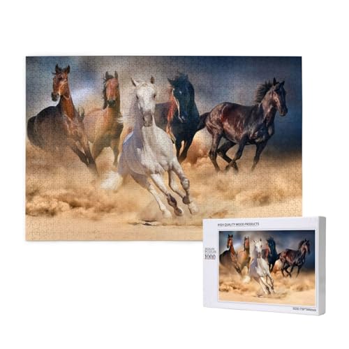 Wildes Pferdebild 1000-teiliges Puzzle für Erwachsene, lustiges Puzzle für die ganze Familie, 1000-teiliges anspruchsvolles Puzzlespiel, 20 x 30 Zoll von SHFYTRHG