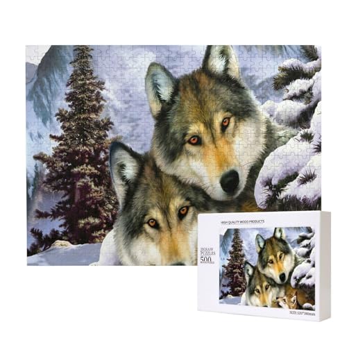 Wildtier Wolf 500-teiliges Puzzle für Erwachsene und Kinder ab 10 Jahren, Lernspiel, Herausforderung, Spielzeug, Holzpuzzle von SHFYTRHG