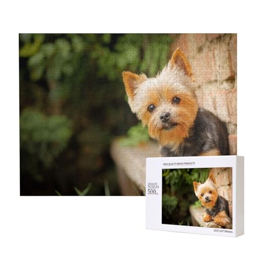 Yorkshire Terrier 500-teiliges Puzzle für Erwachsene und Kinder ab 10 Jahren, Lernspiel, Herausforderung, Spielzeug, Holzpuzzle von SHFYTRHG