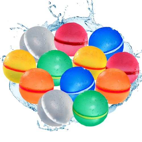 Wasserbomben Wiederverwendbar, 12 Stück Wiederverwendbare Wasserballons Selbstschließend,Wasserspielzeug für den Sommer im Freien für Kinder und Erwachsene, Wasserbomben Magnetisch Geeignet für Sommer Wasserbomben Wiederverwendbar, 12 Stück Wiederverwendbare Wasserballons Selbstschließend,Wasserspielzeug für den Sommer im Freien für Kinder und Erwachsene, Wasserbomben Magnetisch Geeignet für Sommer von SHGUMITE