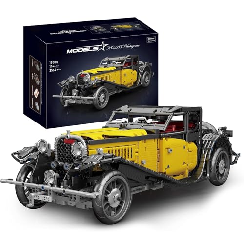 SHHFWU 13080 Technik Oldtimer Auto Bausteine Set, 3564 Teile Retro Auto Bausatz Spielzeug, MOC Vintage Auto Modellbausatz für Erwachsene und Jugen von SHHFWU