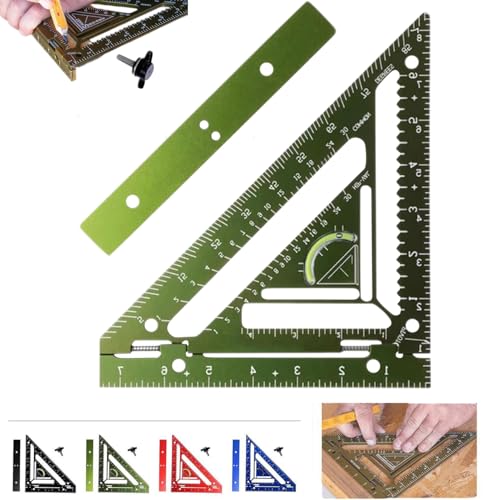 SHIFuXX Innovatives Sparrenwinkel-Werkzeug, Smart Square Speed ​​Square, fortschrittlicher Zimmermannswinkel mit Schablonenblock, Layout-Messwerkzeug for Zimmerleute, Architekten(Green) von SHIFuXX