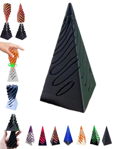 SHIFuXX Unmögliche Pyramide, Durchgangsskulptur 3D, 3D-gedrucktes Spiralkegel-Spielzeug, Unmögliche Pyramiden-Durchgangsskulptur, Pyramidendurchgang, Desktop-Deko-Souvenir-Geschenk(Black) von SHIFuXX