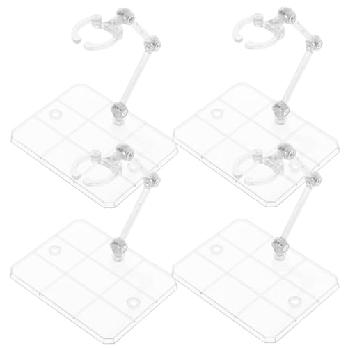 4Pcs Action Figure Display Holder Assembly Display Holder Base Adjustable Doll Model Support Stand Doll Figure Racks Compatible with HG RG SHF 1/144 Toy, Transparent von SHINEOFI