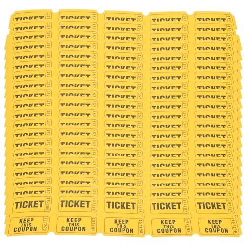 SHINEOFI 100 Stück Gelbe Tombola-Tickets Doppelrolle 50/50-Stub-Tickets Mit Fortlaufenden Nummern Universelle Karnevals-Messe-Split-Tickets Für Veranstaltungen Freizeitunterhaltung von SHINEOFI