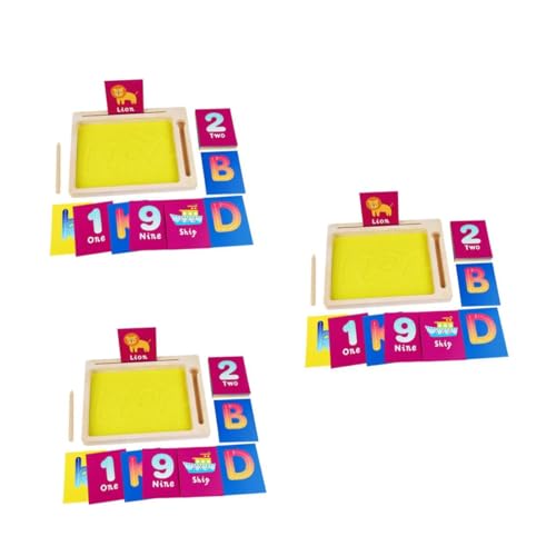 SHINEOFI 3st Spielzeugset Zum Sandmalen Lernspielzeug Für Frühpädagogisches Buchstabenbildung Sandkasten Für Die Frühkindliche Entwicklung Sandspieltablett Holz von SHINEOFI