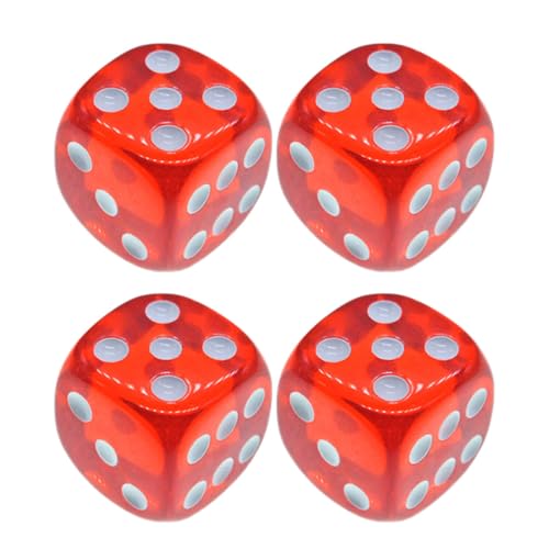 SHINEOFI 4 Stück 6-seitige Standard-spielwürfel, 18 Mm Durchscheinende Acrylwürfel für Brettspiele, Mathematikunterricht, Lernparty-aktivitäten, Rot SHINEOFI 4 Stück 6-seitige Standard-spielwürfel, 18 Mm Durchscheinende Acrylwürfel für Brettspiele, Mathematikunterricht, Lernparty-aktivitäten, Rot von SHINEOFI