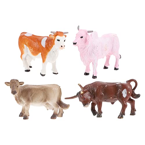 SHINEOFI 4Pcs Realistic Farmow Model Toy Miniatureattle Figurines Set Plasticow Animal Figurines for Kids Party Favors Preschool Educational Learnognitive Toys Home Desktop Decor, von SHINEOFI