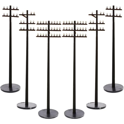 SHINEOFI 6Pcs Miniatures Road Power Poles Scale 1:87 Power Pole Model Mini Railway Telephone Poles Electric Utility Pole Model for Kids Toys Early Education Playset Train von SHINEOFI