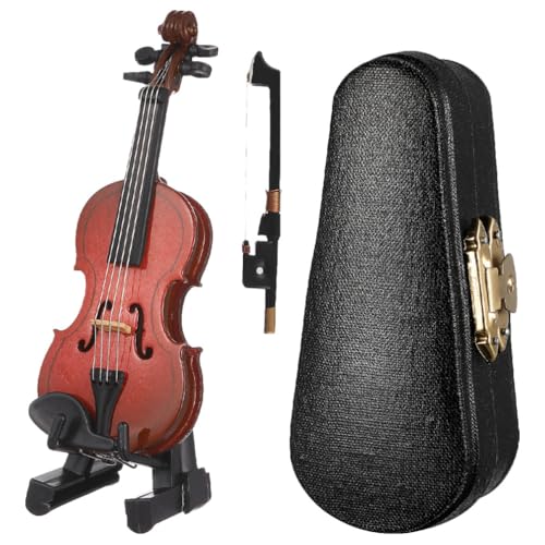 SHINEOFI Mini-Violine 1 Set Miniatur-Violine Aus Holz Mit Ständer Schleife Schachtel-Puppenhausinstrumente Für Puppenhauszubehör Sammlerfiguren Schreibtischdekoration SHINEOFI Mini-Violine 1 Set Miniatur-Violine Aus Holz Mit Ständer Schleife Schachtel-Puppenhausinstrumente Für Puppenhauszubehör Sammlerfiguren Schreibtischdekoration von SHINEOFI