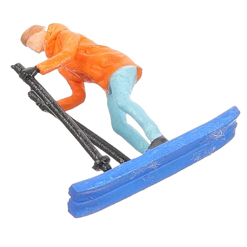 SHINEOFI Winziges Skifahrer-Figurenmodell Sandtisch-Skifahren-Personenmodell Landschaft Skifahren Menschen Modell Skifahrer Modellbau Zubehör Skifahren Miniaturmodell Deko-Spielpuppe Harz von SHINEOFI