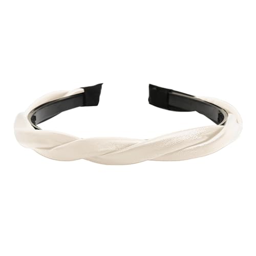 Rutschfestes Stirnband, modisches Stirnband, Damen-Stirnband, Kopfbedeckung, leicht, rutschfest, elastisch, Kunstleder, Haarreifen, Haarschmuck, Dekoration Beige von SHINROAD