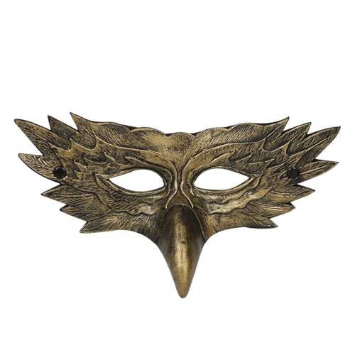 SHINROAD Augenlöcher Masque Elegante Maskerade Masque Halbgesicht Masque Faux Leder Elegant mysteriöser Maskerade -Accessoire für Halloween Cosplay Party Golden von SHINROAD