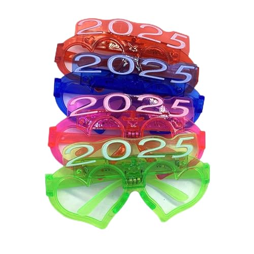 SHINROAD Blinkende Weihnachtsbrille mit LED-Licht, 2025, Pailletten, 3 Modi, leuchtend, Neujahr, Foto-Requisite, rutschfest, Unisex, Motto-Party, Atmosphäre, 4 von SHINROAD