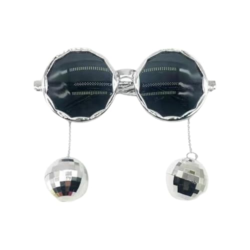 SHINROAD Disco -Themenparty Shades Carnival Disco Accessoires Disco Ball Gläses Plastik Retro Funky Sonnenbrille mit Anhänger Party bevorzugt Karnevalszubehör bevorzugt Silber von SHINROAD