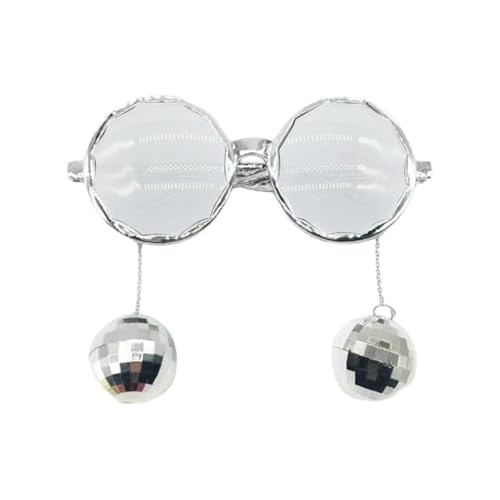 SHINROAD Disco -Themenparty Shades Carnival Disco Accessoires Disco Ball Gläses Plastik Retro Funky Sonnenbrille mit Anhänger Party bevorzugt Karnevalszubehör bevorzugt Weiß von SHINROAD