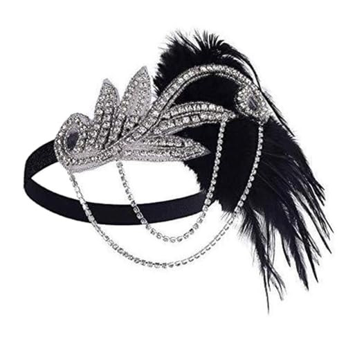 SHINROAD Elastische Stirnband -Vintage -Feder mit Dekor Elegante Tiara für Partys formelle Anlässe Leichtes Komfortables Kopfstück Accessoire Frauen Masquerade Schwarz von SHINROAD