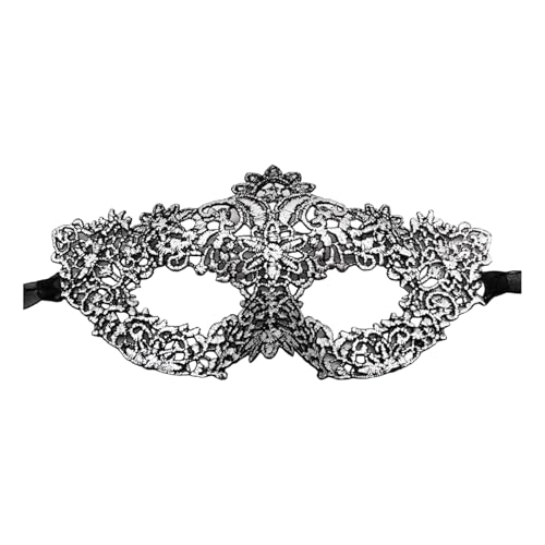 SHINROAD Elegante Party Maske Maskerade Spitze Damen venezianische Halbgesicht für Maskeraden Kostüm Partys Abschlussball Karneval Accessoire besondere Anlässe Silber von SHINROAD