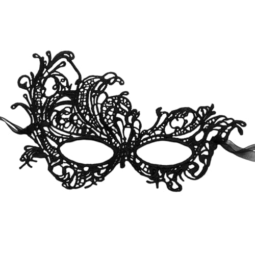 SHINROAD Exquisites Spitzendesign Masque Frauen eleganter halbgesichts venezianer für Maskerade Kostüm Abschlussball Karneval Leicht wiederverwendbares Partyzubehör Schwarz von SHINROAD