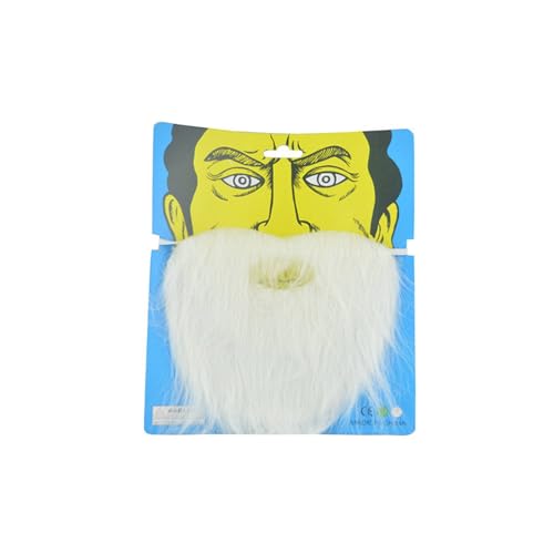 SHINROAD Fancy Dress Fake Beard Festliche Atmosphäre Gefälschter Bart Rollenspiel Cosplay Kostüm Prop Lange Flaum Bärte Weihnachtsmann Schnurrbart Weihnachten Party Supply Weiß One Size von SHINROAD