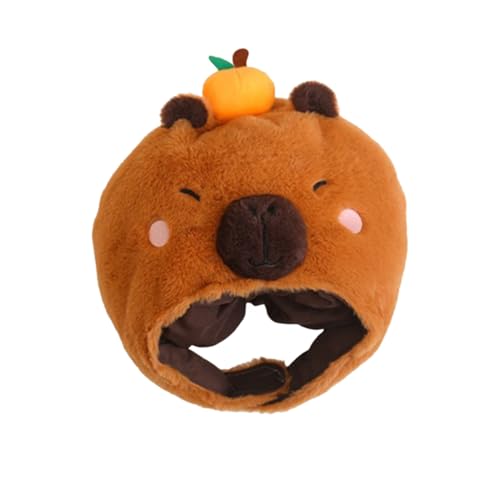 SHINROAD Gemütliche Plüschhaube leicht zu tragen Huttier für Jungen Mädchen atmungsaktives Capybara Kopfbekleidung Karneval Rolle spielen Oster Weihnachten Halloween Kostüm Braun von SHINROAD