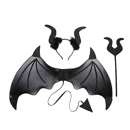 SHINROAD Halloween Stirnband 1 Set Devil Wings mit Haarband Realistisch aussehend ultraleicht Halloween Cosplay Kostümfotografie Requisite Schwarz von SHINROAD