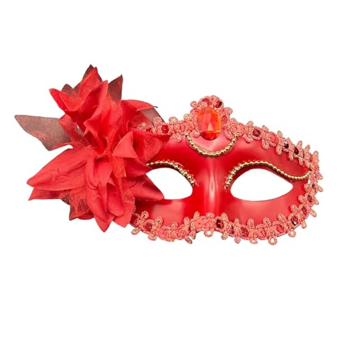 SHINROAD Hochwertiger Mesh Masque Plastik Verstellbarer Satin Finish Leichtes Augenkissen für Frauen Perfekte Maskerade Halloween Partys Prom Mardi Gras Rot von SHINROAD